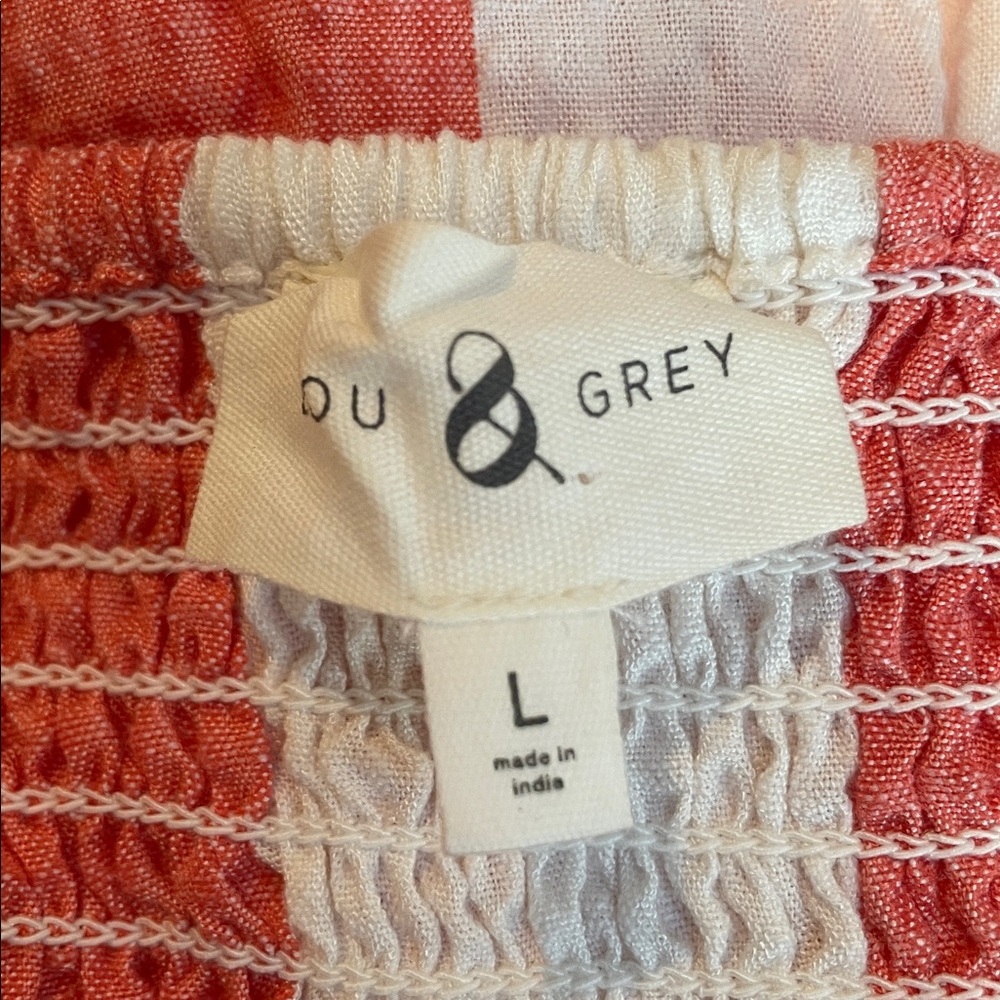 LOU & GREY Gingham Check Tiered Tank Midi Smocked Dress in Coral/White Size L - Picture 10 of 11